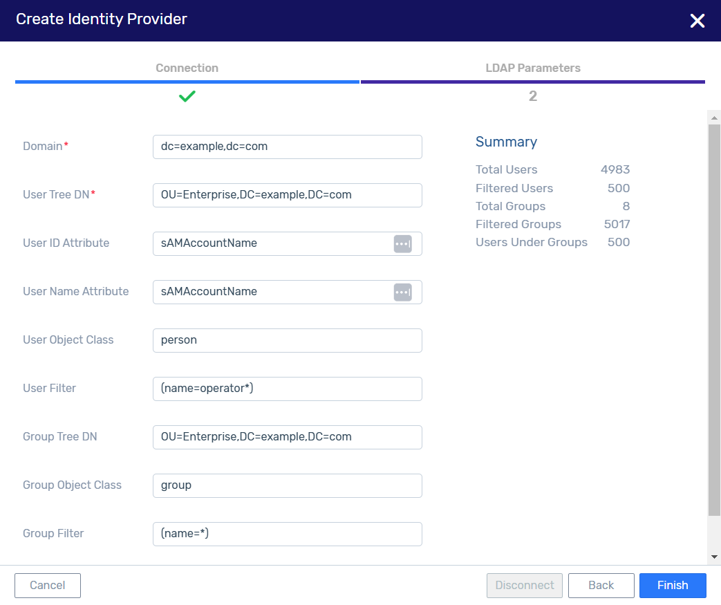 create-idp-ldap-parameters