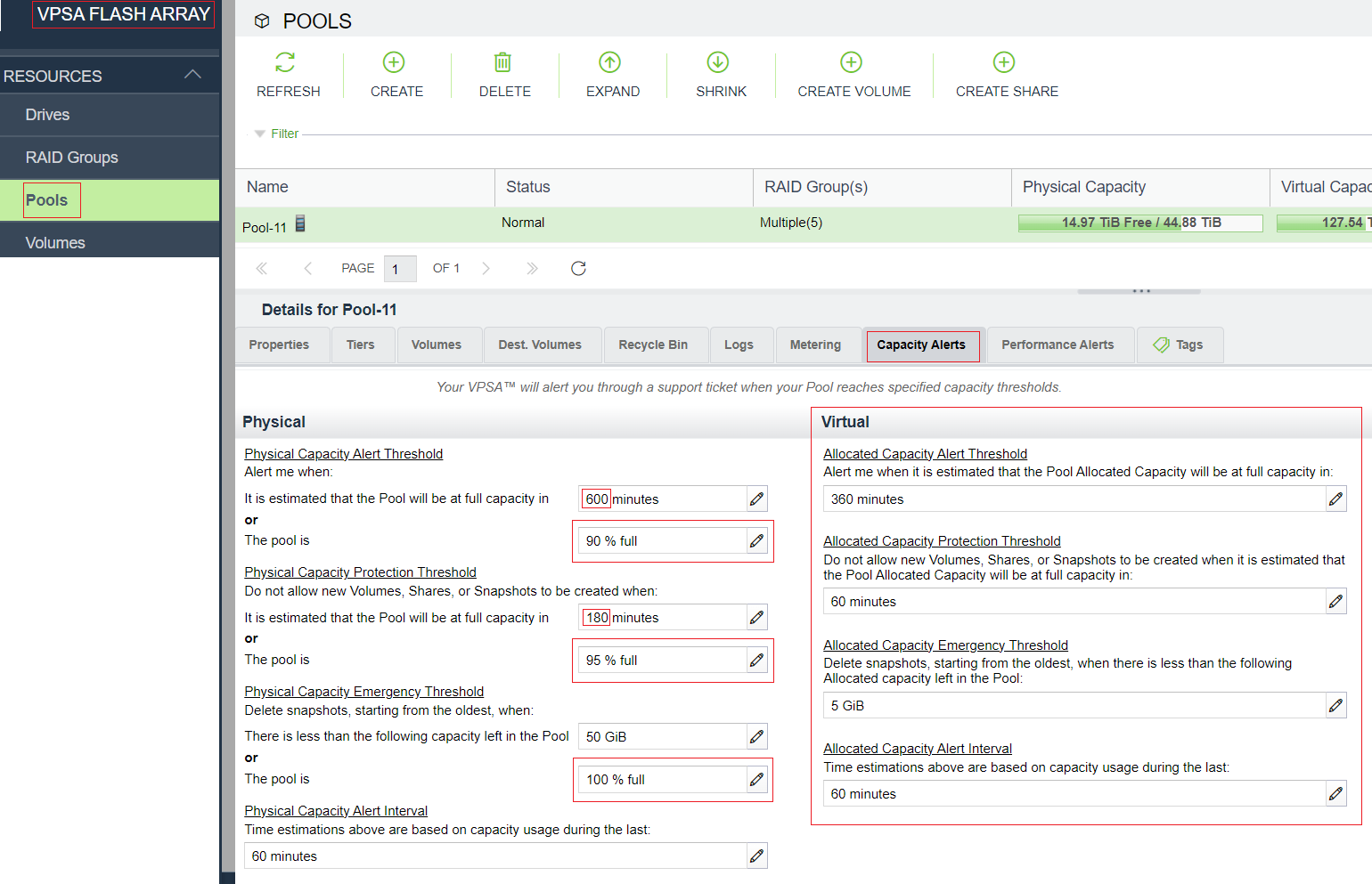 vpsa-flash-array-capacity-alerts